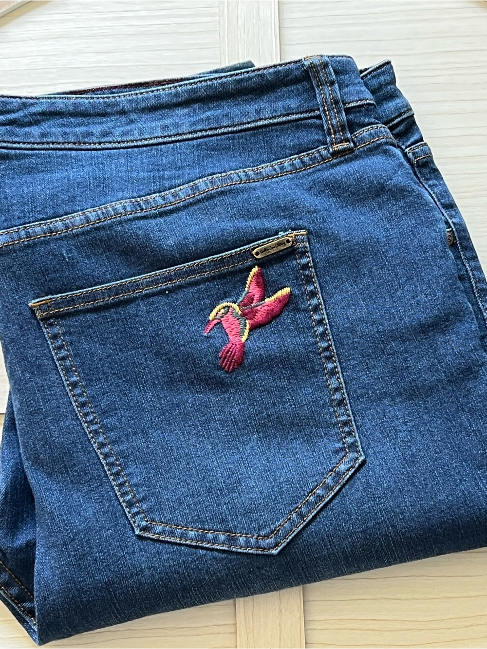 Matilda Jane Blue Jeans Embroidered Hummingbird Floral Boho size 20 NWT